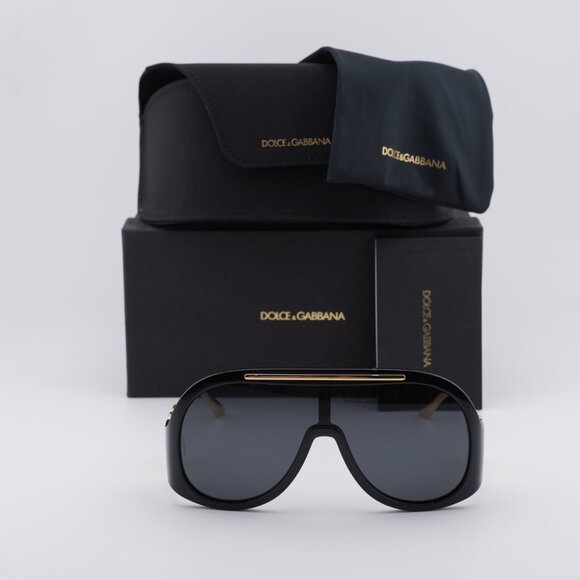 Dolce & Gabbana DG6202 501/87 Aviator Sunglasses - Shiny Black\Grey - Picture 2 of 10